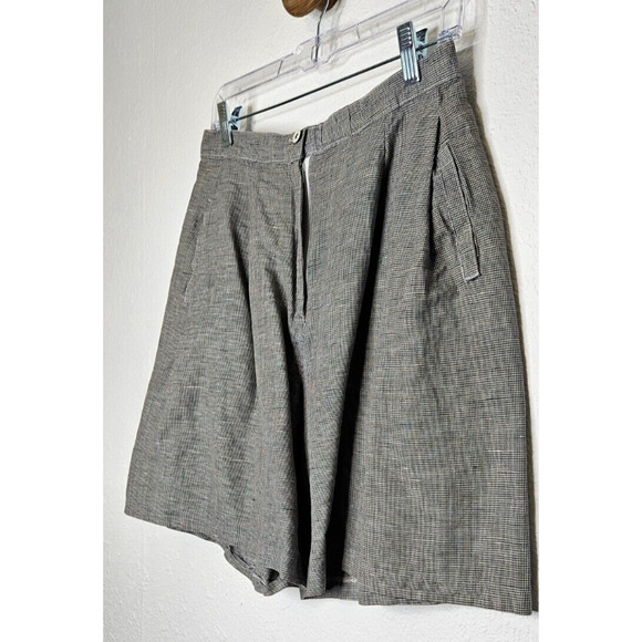 Vintage Toast Womens High Waist Shorts 7 Black Houndstooth Linen Cotton 80s 90s - Picture 2 of 10